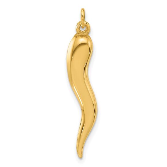 Kazi Luxury 14k Yellow Gold Polished Hollow Italian Horn Pendant